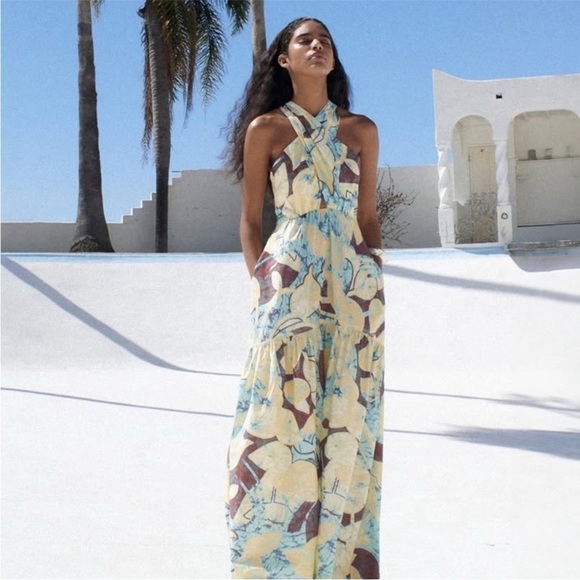 A.L.C. Dress Veronica Poplin Maxi in Carob and Chardonnay - Picture 2 of 13